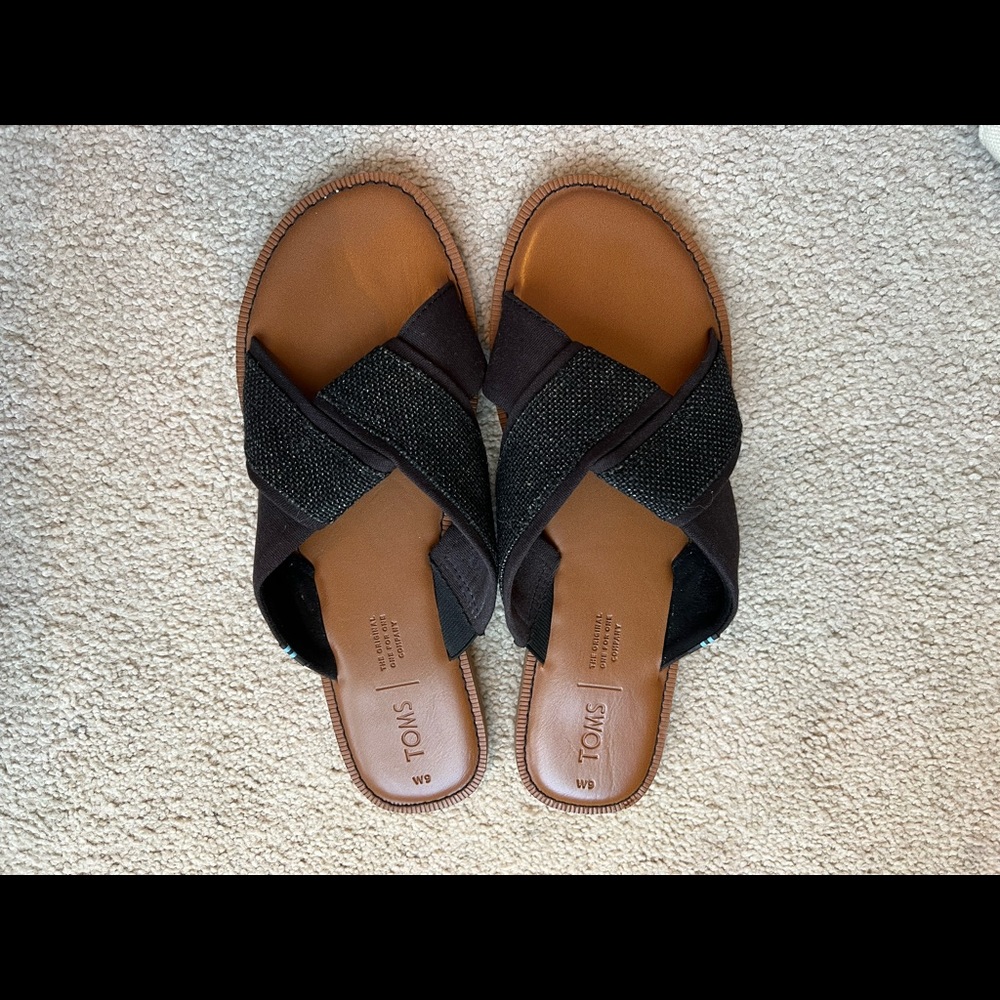 TOMS Black Flat Sandals